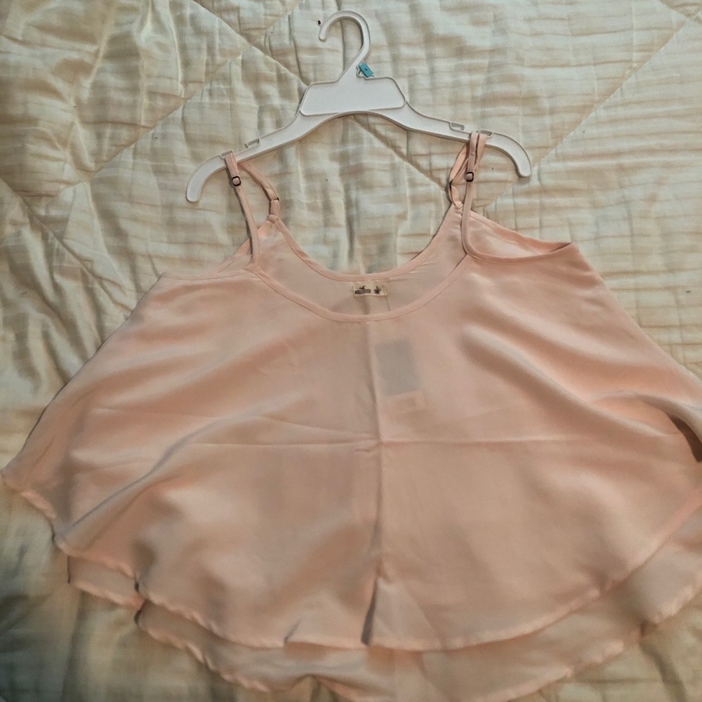 Hollister Pink Chiffon crop top adjustable straps